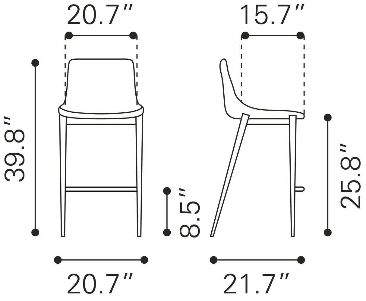 Magnus Slate Gray & Walnut Counter Stool (Set of 2) by Zuomod at Eve Furniture