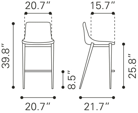 Magnus Slate Gray & Walnut Counter Stool (Set of 2) by Zuomod at Eve Furniture