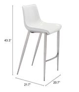 Magnus White & Silver Barstool (Set of 2) by Zuomod at Eve Furniture