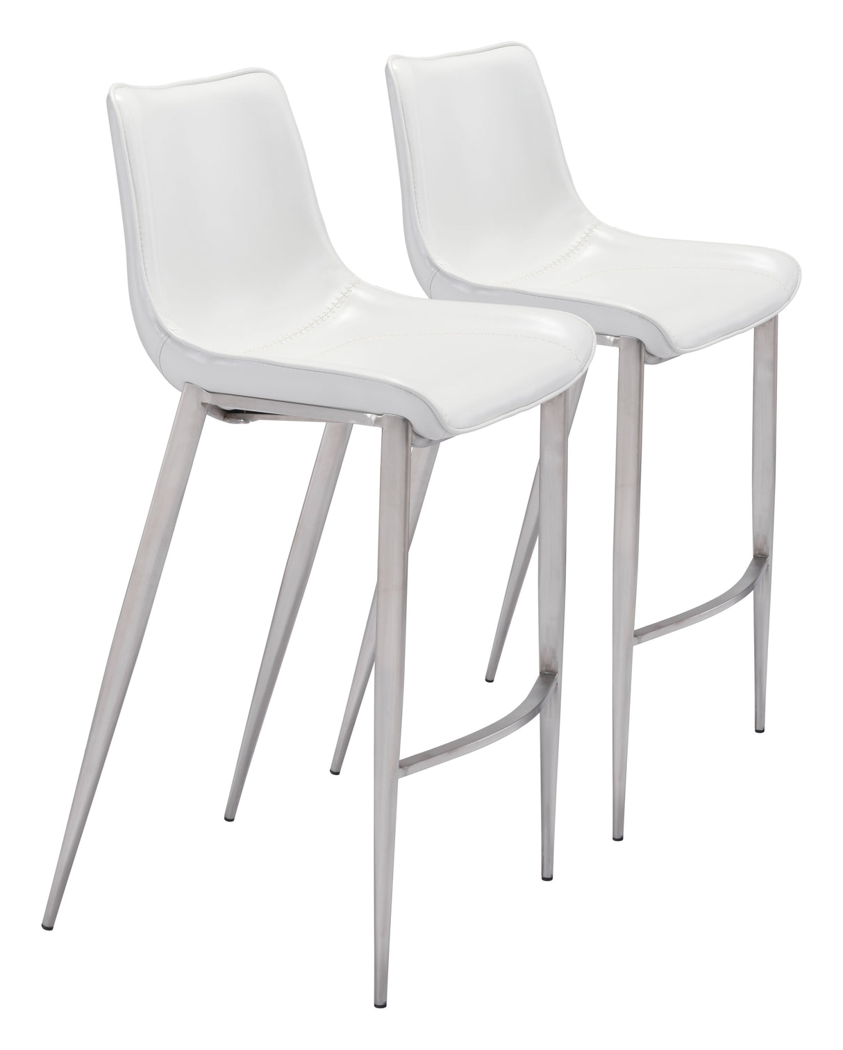 Magnus White & Silver Barstool (Set of 2) by Zuomod at Eve Furniture