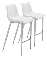 Magnus White & Silver Barstool (Set of 2) by Zuomod at Eve Furniture