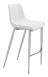 Magnus White & Silver Barstool (Set of 2) by Zuomod at Eve Furniture