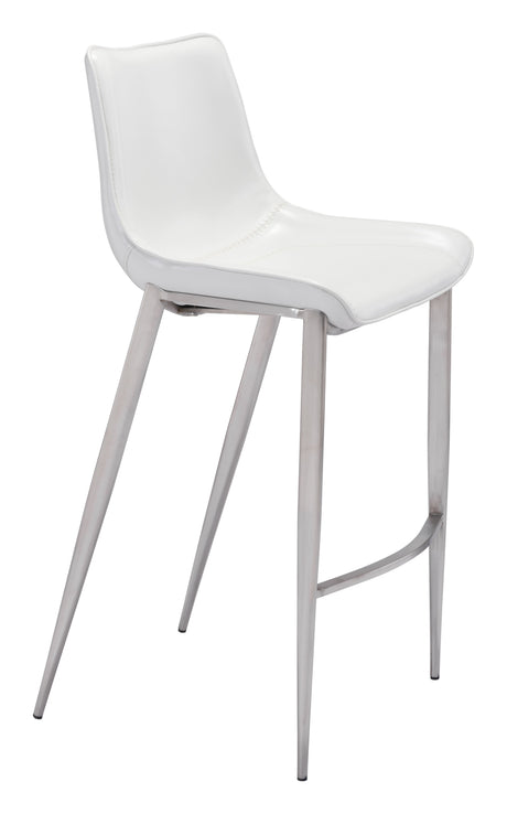 Magnus White & Silver Barstool (Set of 2) by Zuomod at Eve Furniture