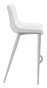 Magnus White & Silver Barstool (Set of 2) by Zuomod at Eve Furniture