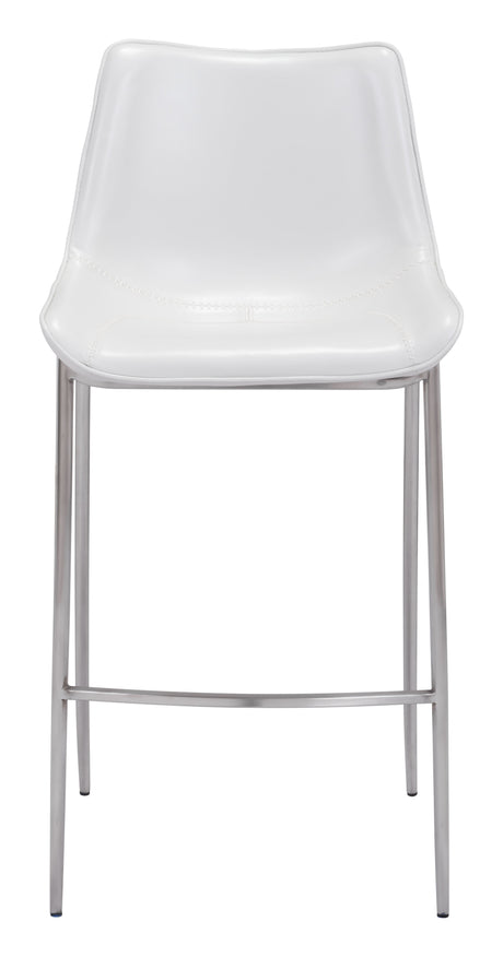 Magnus White & Silver Barstool (Set of 2) by Zuomod at Eve Furniture