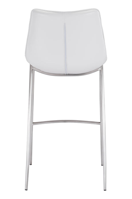 Magnus White & Silver Barstool (Set of 2) by Zuomod at Eve Furniture