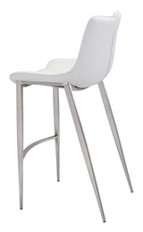 Magnus White & Silver Barstool (Set of 2) by Zuomod at Eve Furniture