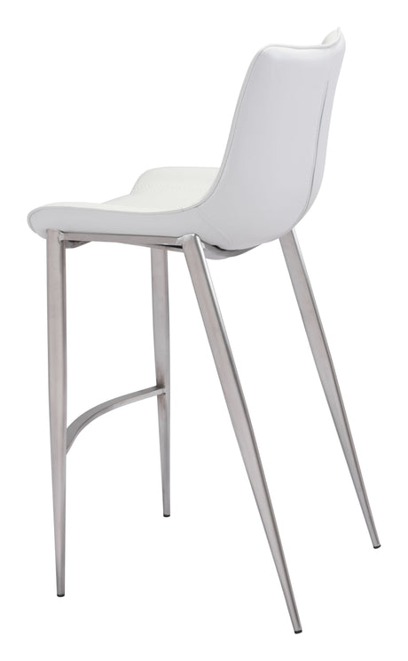 Magnus White & Silver Barstool (Set of 2) by Zuomod at Eve Furniture