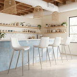 Magnus White & Silver Barstool (Set of 2) by Zuomod at Eve Furniture