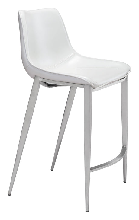 Magnus White & Silver Counter Stool (Set of 2) by Zuomod at Eve Furniture