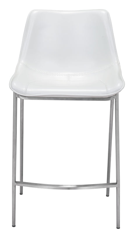 Magnus White & Silver Counter Stool (Set of 2) by Zuomod at Eve Furniture