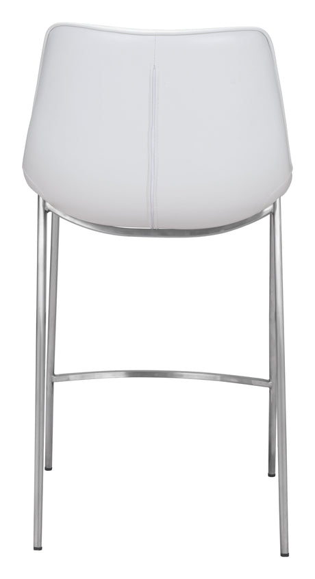 Magnus White & Silver Counter Stool (Set of 2) by Zuomod at Eve Furniture