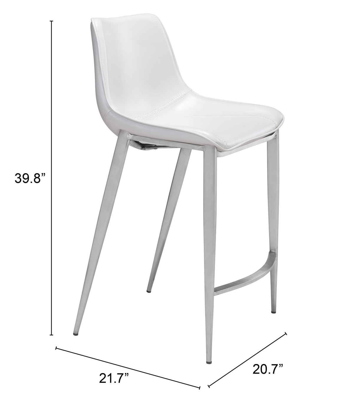 Magnus White & Silver Counter Stool (Set of 2) by Zuomod at Eve Furniture