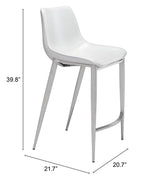 Magnus White & Silver Counter Stool (Set of 2) by Zuomod at Eve Furniture