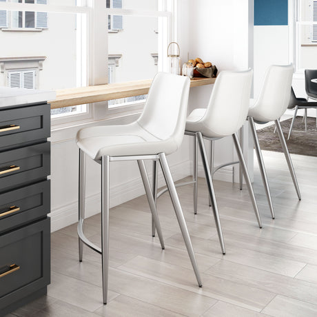 Magnus White & Silver Counter Stool (Set of 2) by Zuomod at Eve Furniture