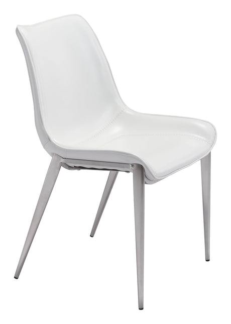 Magnus White & Silver Dining Chair (Set of 2) by Zuomod at Eve Furniture