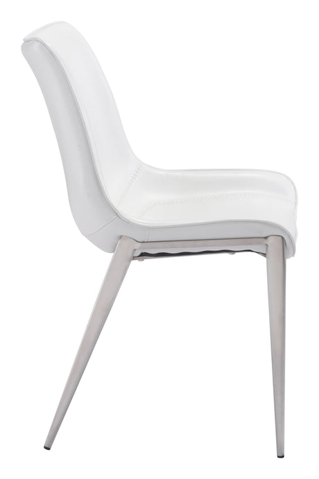 Magnus White & Silver Dining Chair (Set of 2) by Zuomod at Eve Furniture