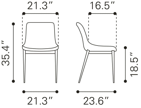 Magnus White & Silver Dining Chair (Set of 2) by Zuomod at Eve Furniture