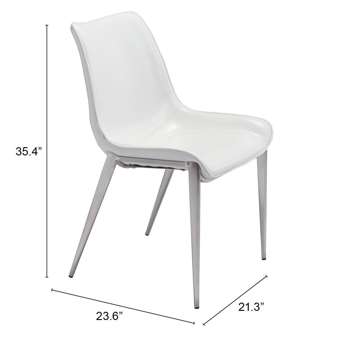 Magnus White & Silver Dining Chair (Set of 2) by Zuomod at Eve Furniture