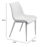 Magnus White & Silver Dining Chair (Set of 2) by Zuomod at Eve Furniture