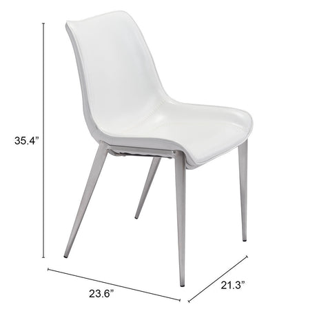Magnus White & Silver Dining Chair (Set of 2) by Zuomod at Eve Furniture