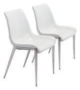 Magnus White & Silver Dining Chair (Set of 2) by Zuomod at Eve Furniture