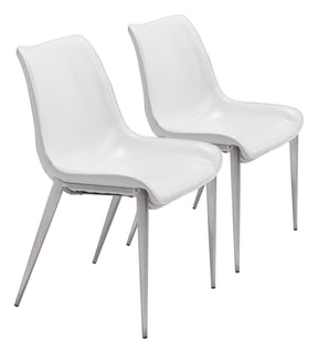 Magnus White & Silver Dining Chair (Set of 2) by Zuomod at Eve Furniture