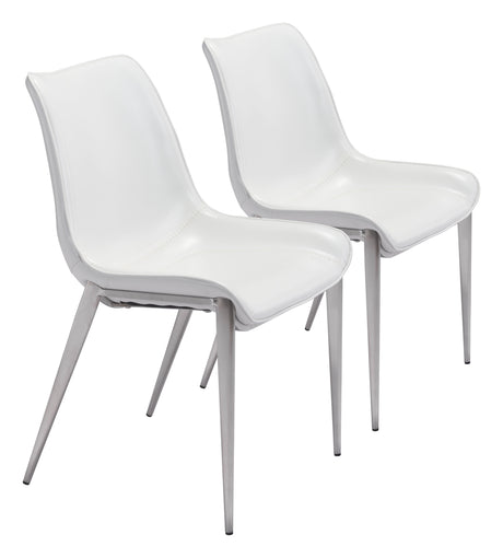 Magnus White & Silver Dining Chair (Set of 2) by Zuomod at Eve Furniture