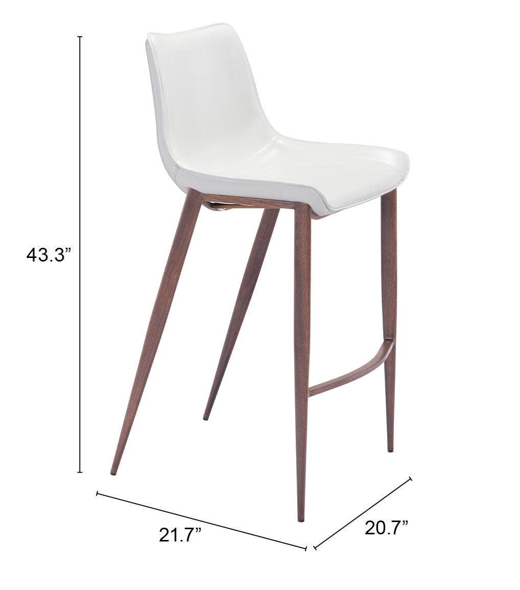 Magnus White & Walnut Barstool (Set of 2) by Zuomod at Eve Furniture
