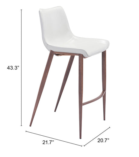Magnus White & Walnut Barstool (Set of 2) by Zuomod at Eve Furniture