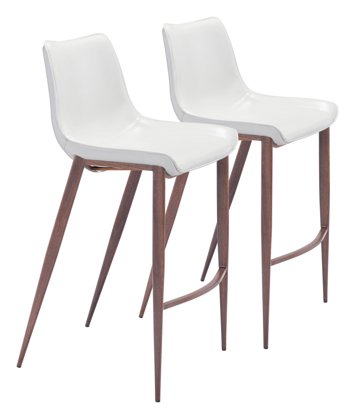 Magnus White & Walnut Barstool (Set of 2) by Zuomod at Eve Furniture