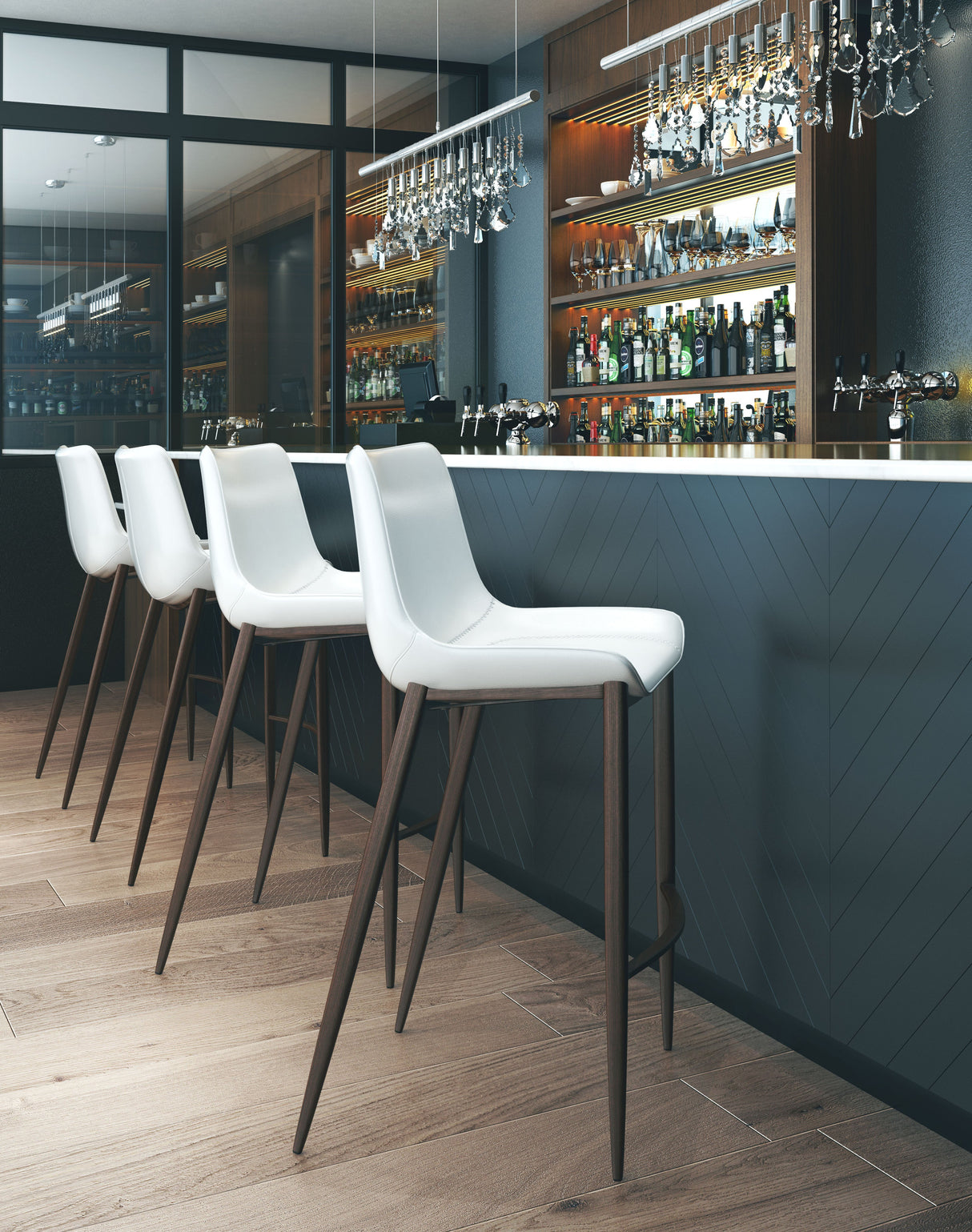 Magnus White & Walnut Barstool (Set of 2) by Zuomod at Eve Furniture