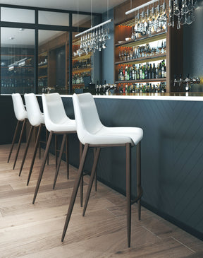 Magnus White & Walnut Barstool (Set of 2) by Zuomod at Eve Furniture
