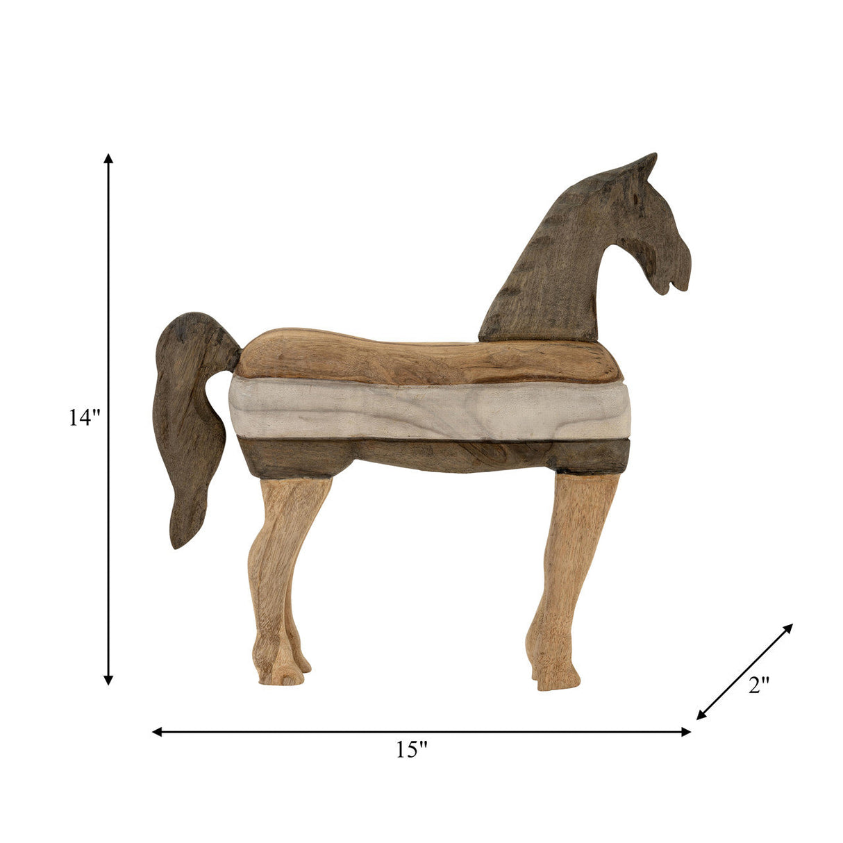 Mago Wood 15", Horse Sculputure, Dark Brown