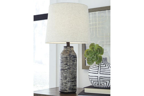 Mahima Black/White Table Lamp by Ashley at Eve Furniture