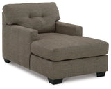 Mahoney Chocolate Chaise by Ashley at Eve Furniture