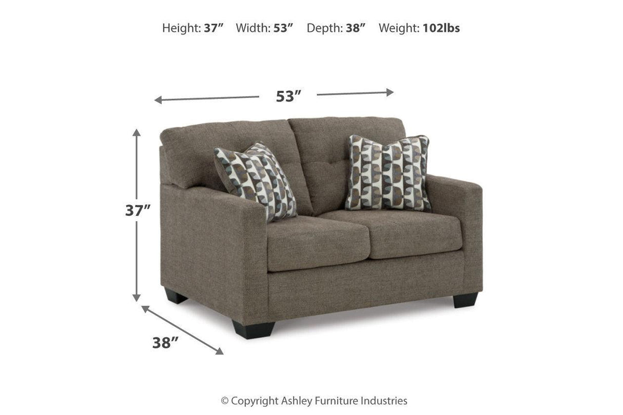 Mahoney Chocolate Sofa and Loveseat by Ashley at Eve Furniture