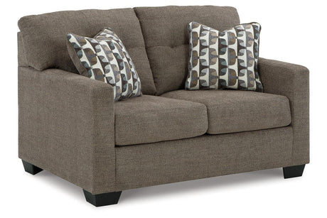Mahoney Chocolate Sofa and Loveseat by Ashley at Eve Furniture