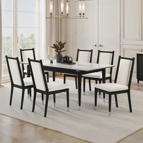 Maidstone Black/White 7-Piece Dining Room Set by Furniture of America at Eve Furniture