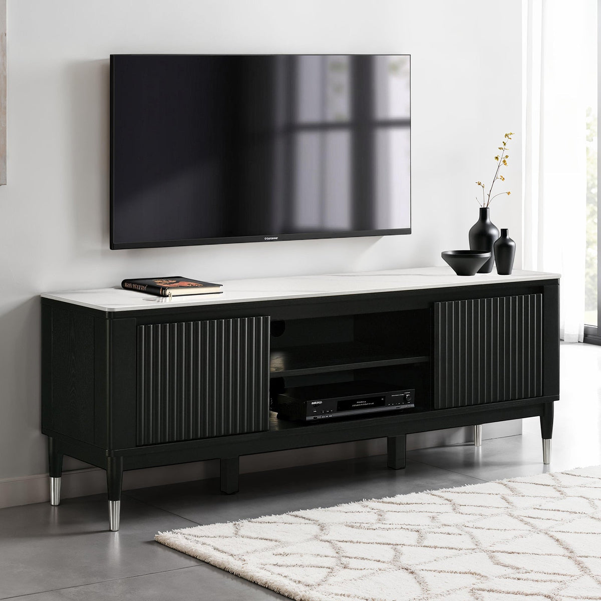 Maidstone Black/White TV Console by Furniture of America at Eve Furniture