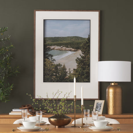 Maine Beach View by Kelly Frere Hand-Embellished FramedPhoto Print Matted under Glass by Mercana at Eve Furniture