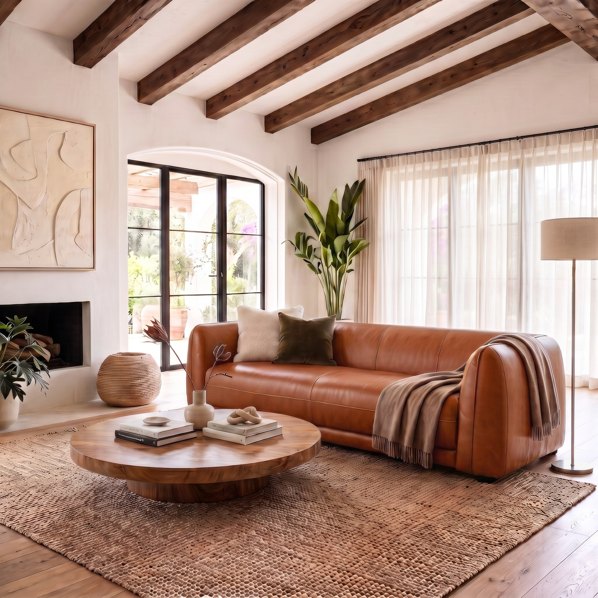 Maine Brown Leather Sofa by Ashcroft Furniture at Eve Furniture