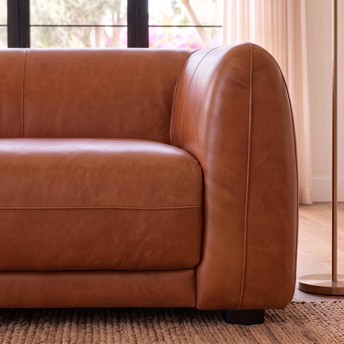 Maine Brown Leather Sofa by Ashcroft Furniture at Eve Furniture