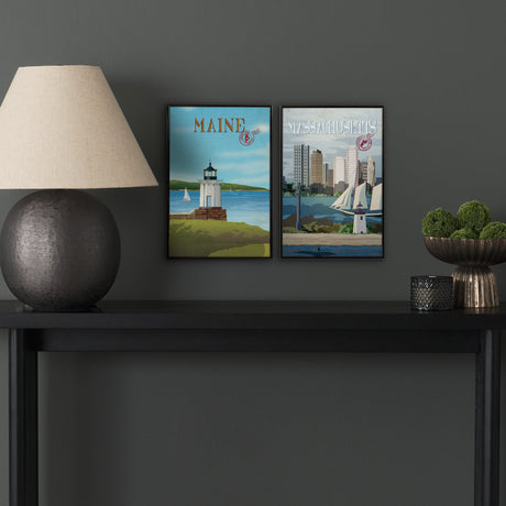 Maine GO (SM) by Mercana Studio Textured Framed Artwork Matted by Mercana at Eve Furniture