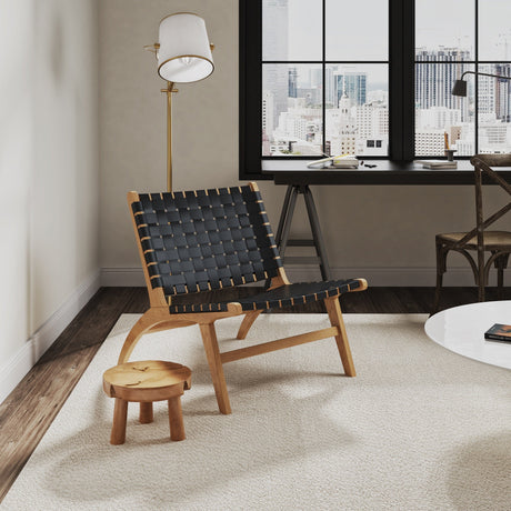 Maintenon Leatherette Accent Chair in Black with Nature Feet by Manhattan Comfort at Eve Furniture