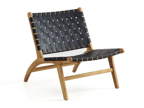 Maintenon Leatherette Accent Chair in Black with Nature Feet by Manhattan Comfort at Eve Furniture
