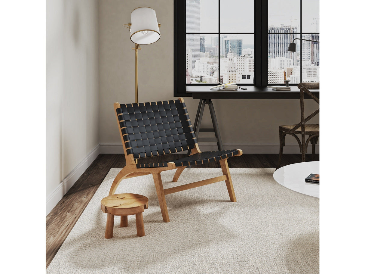 Maintenon Leatherette Accent Chair in Black with Nature Feet (set of 2) by Manhattan Comfort at Eve Furniture