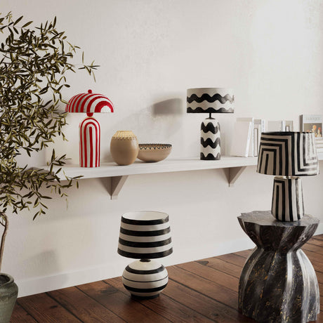 Maiori Striped Papier Mache Table Lamp by TOV Furniture at Eve Furniture