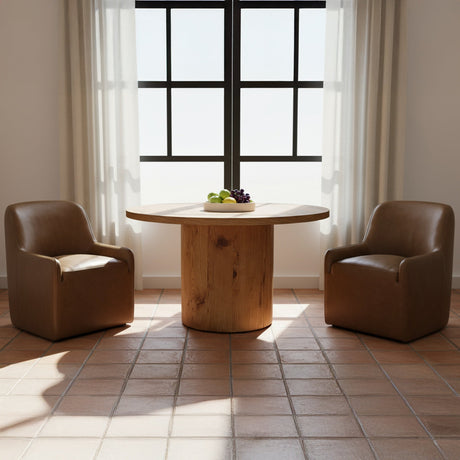 Maisie Tan Rolling Leather Dining Chair by MOES at Eve Furniture