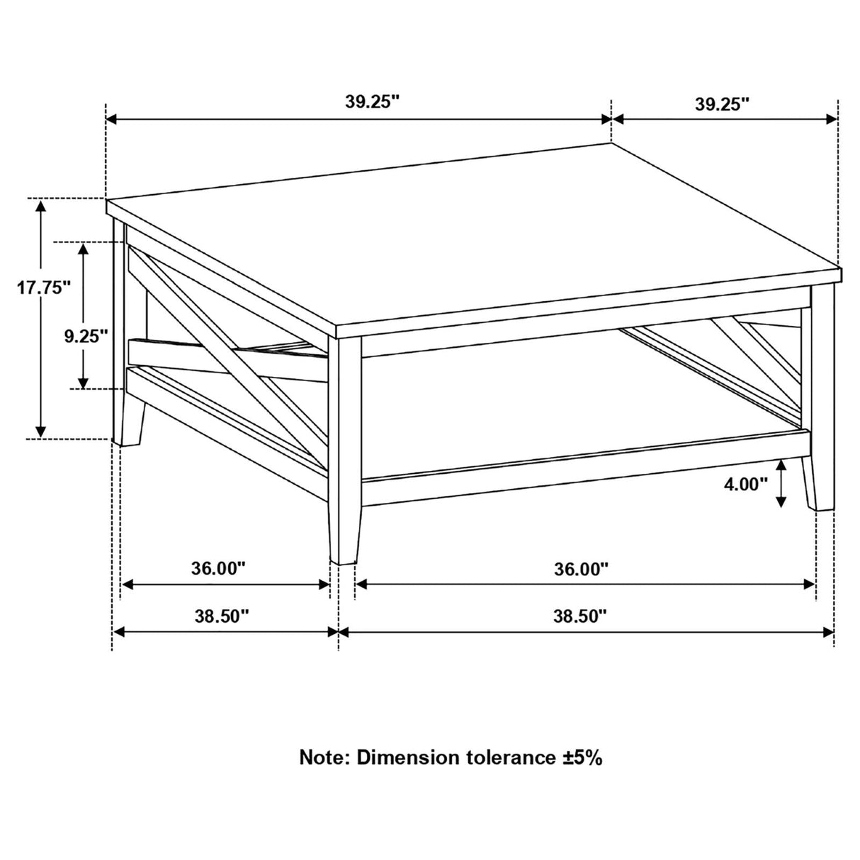 Maisy Square Wooden Coffee Table With Shelf Brown and White